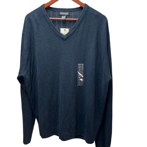 New Jantzen Men's XXL V-Neck Navy Blue Sweater Classic Business Golf Preppy Soft - Picture 1 of 12